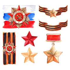 Wall Mural - 9 May The Great Patriotic War medal isolated set