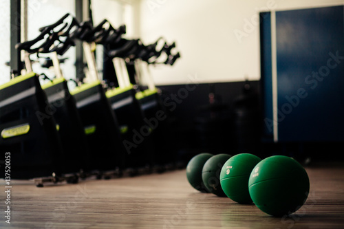 Fotografie, Obraz medicine ball fitness and cycling background