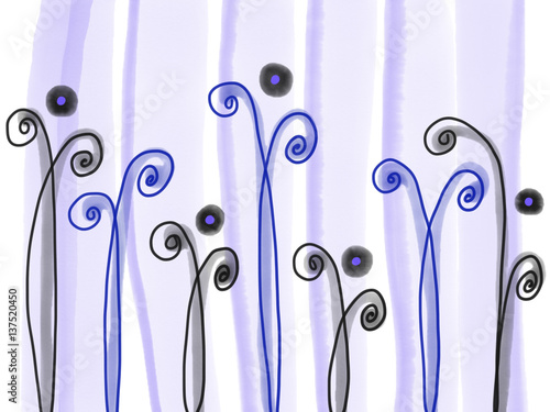 Naklejka - mata magnetyczna na lodówkę Ręcznie malowane kwiaty na jasnym tle