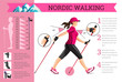 Vector illustrated infographics set with Nordic Walking data.