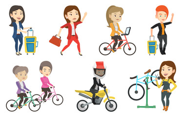 Poster - Transportation vector set with people traveling.