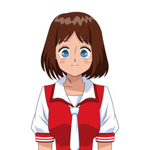 Anime Girl Japanese Character Vector Illustration Eps 10