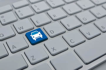 Car icon on modern computer keyboard button, Business service car concept