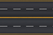 Asphalt Road Texture With White Stripes. Vector Illustration