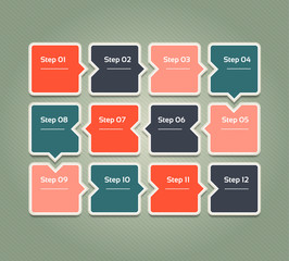 Wall Mural - Vector progress background. Template for diagram, graph, presentation and chart. Business concept with 12 options, parts, steps or processes.