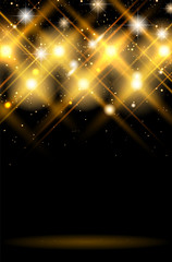Wall Mural - abstract dark background with shiny golden lights