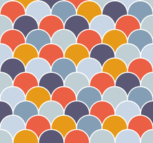 Abstract Colorful Scallop Seamless Vector Pattern. Fish Scales Repeat Wallpaper.