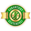 Garantiert Glutenfrei Siegel mit goldenem Rand