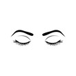 monochrome silhouette with female eyes closed and eyebrow vector illustration
