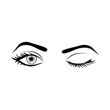 Monochrome Silhouette With Wink Woman Eye Vector Illustration