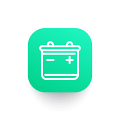 Canvas Print - battery line icon on green shape