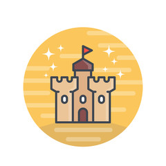 Sticker - castle, medieval fortress icon with outline over white