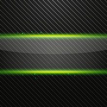Transparent Horizontal Glass Banner With Green Light Effect On Carbon Background , Vector Illustration
