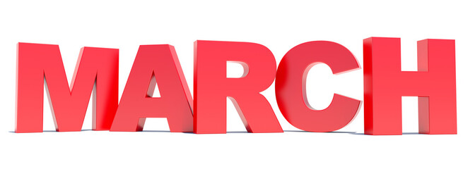 Wall Mural - march red text calendar background on white