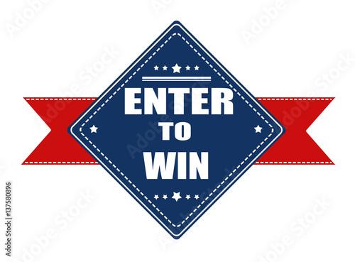 Fényképezés  Enter to win label with ribbon