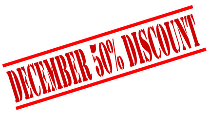 Sticker - DECEMBER 50 PERCENT DISCOUNT red stamp