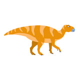 Fototapeta Dinusie - Birdlike Beak Orange Dinosaur Of Jurassic Period, Prehistoric Extinct Giant Reptile Cartoon Realistic Animal