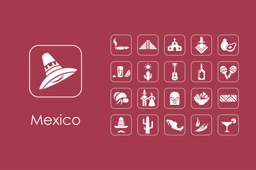 Wall Mural - set of mexico simple icons