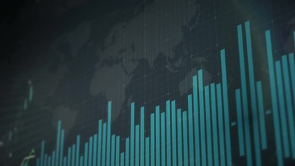 Wall Mural - Stock market statistics on screen, line graph showing fluctuations on the market. Electronic chart with stock market fluctuations