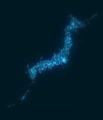 Poster - Abstract telecommunication network map - Japan