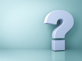 Leinwandbilder - Question mark on green background with shadow and reflection 3D rendering