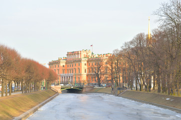 Canvas Print - The Mikhailovsky Castle and Moyka River..