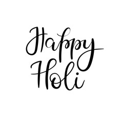 Happy Holi Hand Lettering Inscription for Greeting Card. Modern Calligraphy