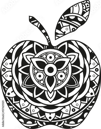 Download Vector illustration of a mandala apple silhouette - Buy ...