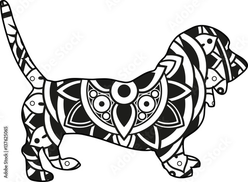 Download Vector illustration of a mandala dog silhouette - Buy this ...