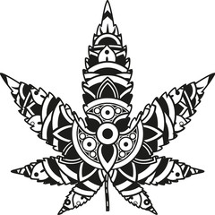 Wall Mural - Vector illustration of a mandala marijuana leaf silhouette