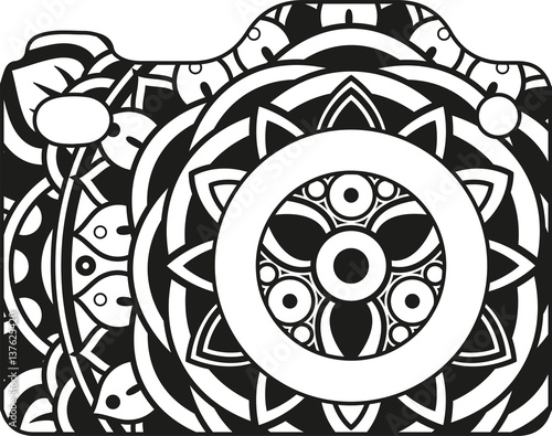Download Vector illustration of a mandala camera silhouette ...
