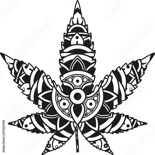 Download Vector Illustration Of A Mandala Marijuana Leaf Silhouette Stock Vector Adobe Stock
