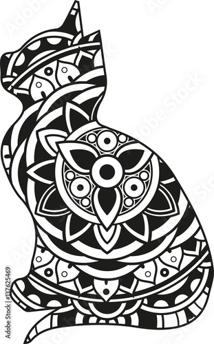Download Vector illustration of a mandala cat silhouette - Buy this ...