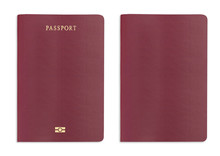 Red Passport Background On White Background With Clipping Path.