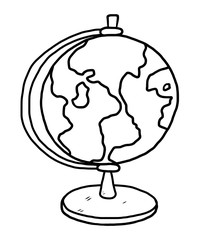 Wall Mural - globe model  / cartoon vector and illustration, black and white, hand drawn, sketch style, isolated on white background.