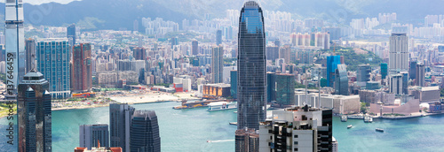 Plakat Hong Kong City panorama, patrząc od Victoria Peak.