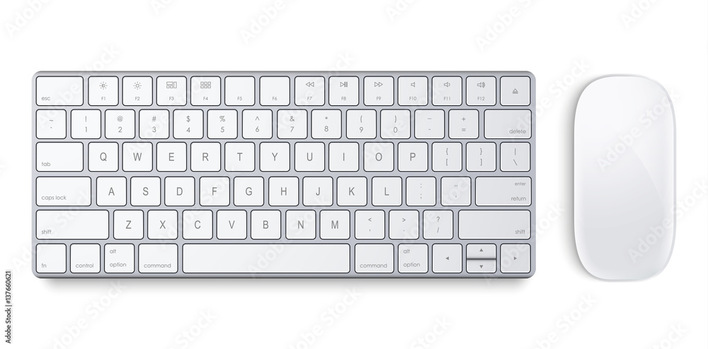 Magic Keyboard and Magic Mouse on a white background - obrazy, fototapety, plakaty 