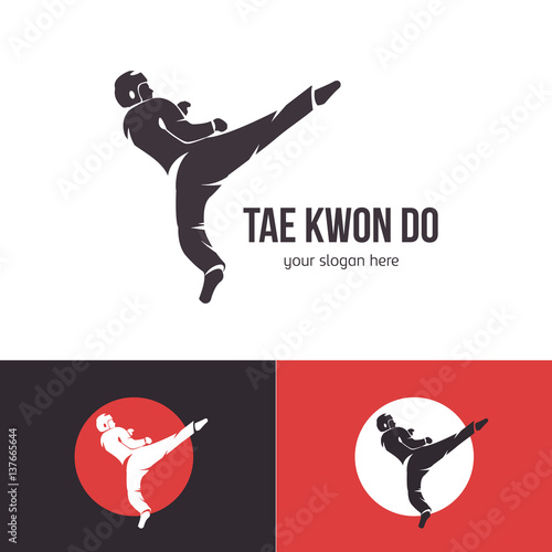 Fototapety Taekwondo  szablon-logo-wektor-taekwondo-odznaka-sztuk-walki-godlo-na-imprezy-sportowe-zawody
