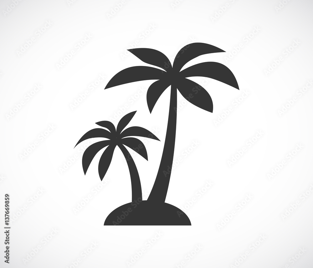 palm tree island icon - obrazy, fototapety, plakaty 