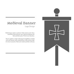 Medieval logo emblem template. Single logo, modern black simple style isolated on white background. Medieval theme silhouette symbol. Simple medieval pictogram logotype template. Vector illustration.