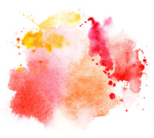 Bright Red Stain Splash Watercolor Paint. Grunge Illustration