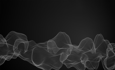 Wall Mural - 3d illustration of smoke wave on dark black backround