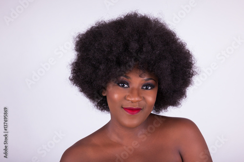 Portrait Of A Beautiful African American Woman With An Afro