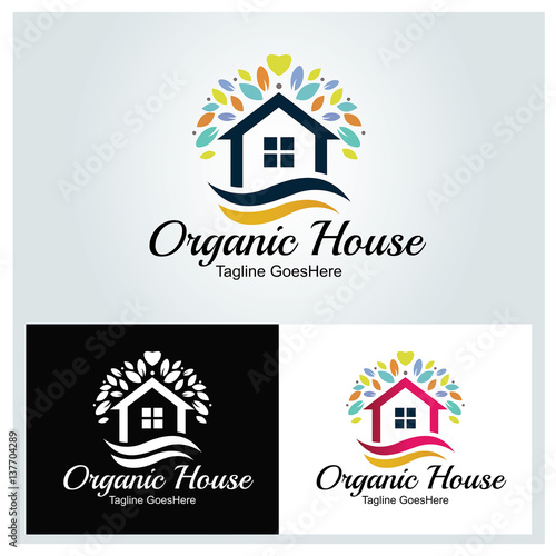 Organic House Logo Design Template Home Care Vector Organic House Logo Design Template Home Care Vector Ilration