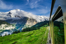 Switzerland, Alps View From Muren, Travel By Train