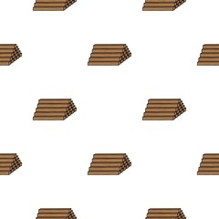 Sticker - Stack of lumbers icon in cartoon style isolated on white background. Sawmill and timber pattern stock vector illustration.