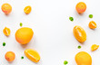Orange fruits on white background top view mock up