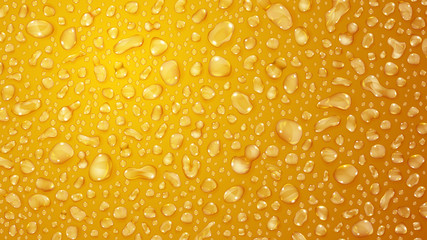 Yellow background of water drops