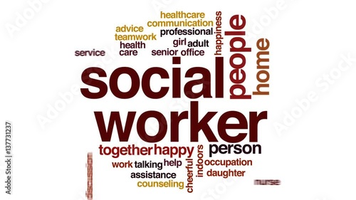 Social worker animated word cloud, text design animation. vídeo de