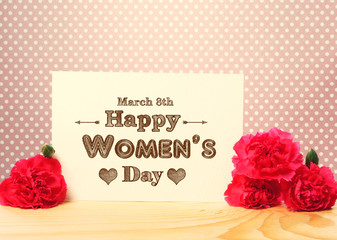 Wall Mural - Happy Women's Day March 8th message card with flowers